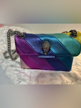 BRAND NEW: Rainbow Metallic Chevron Crossbody Bag - Multicolor